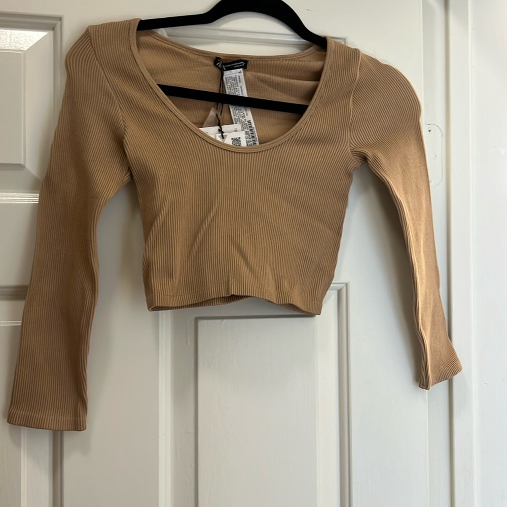NWT Zara ribbed tan crop top